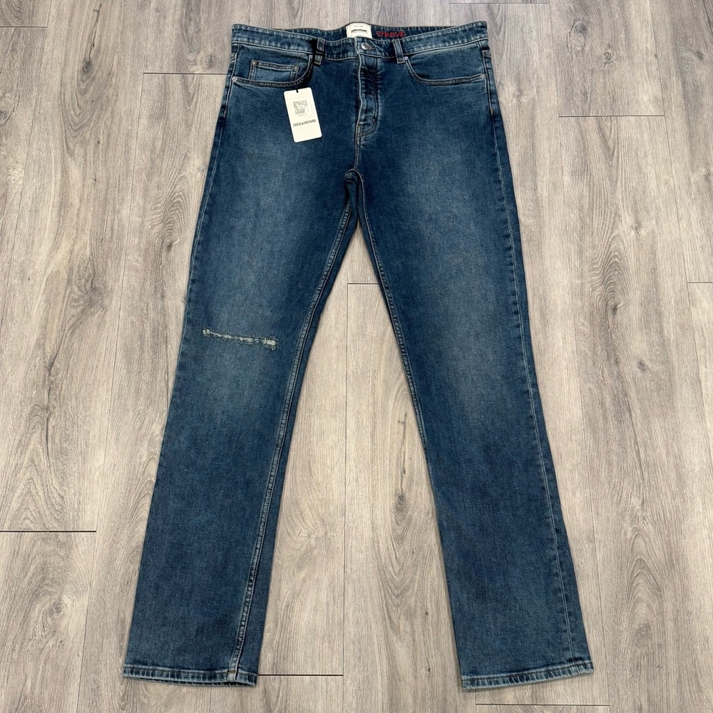 Zadig & Voltaire “Steeve” Cut Casual Dark Blue Stone Denim Slim Jeans